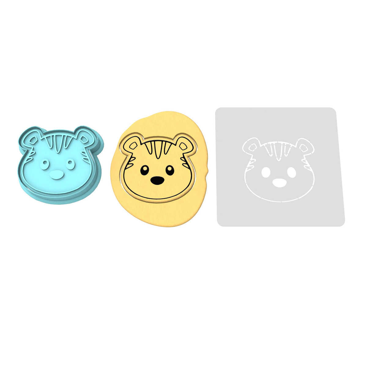 Tiger Face Cookie Cutter | Stamp | Outline #3
