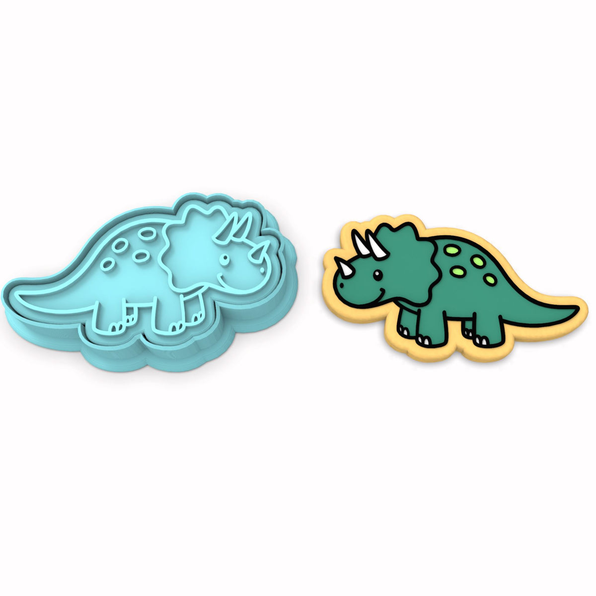 Triceratops Dinosaur Cute Cookie Cutter | Stamp | Stencil #1