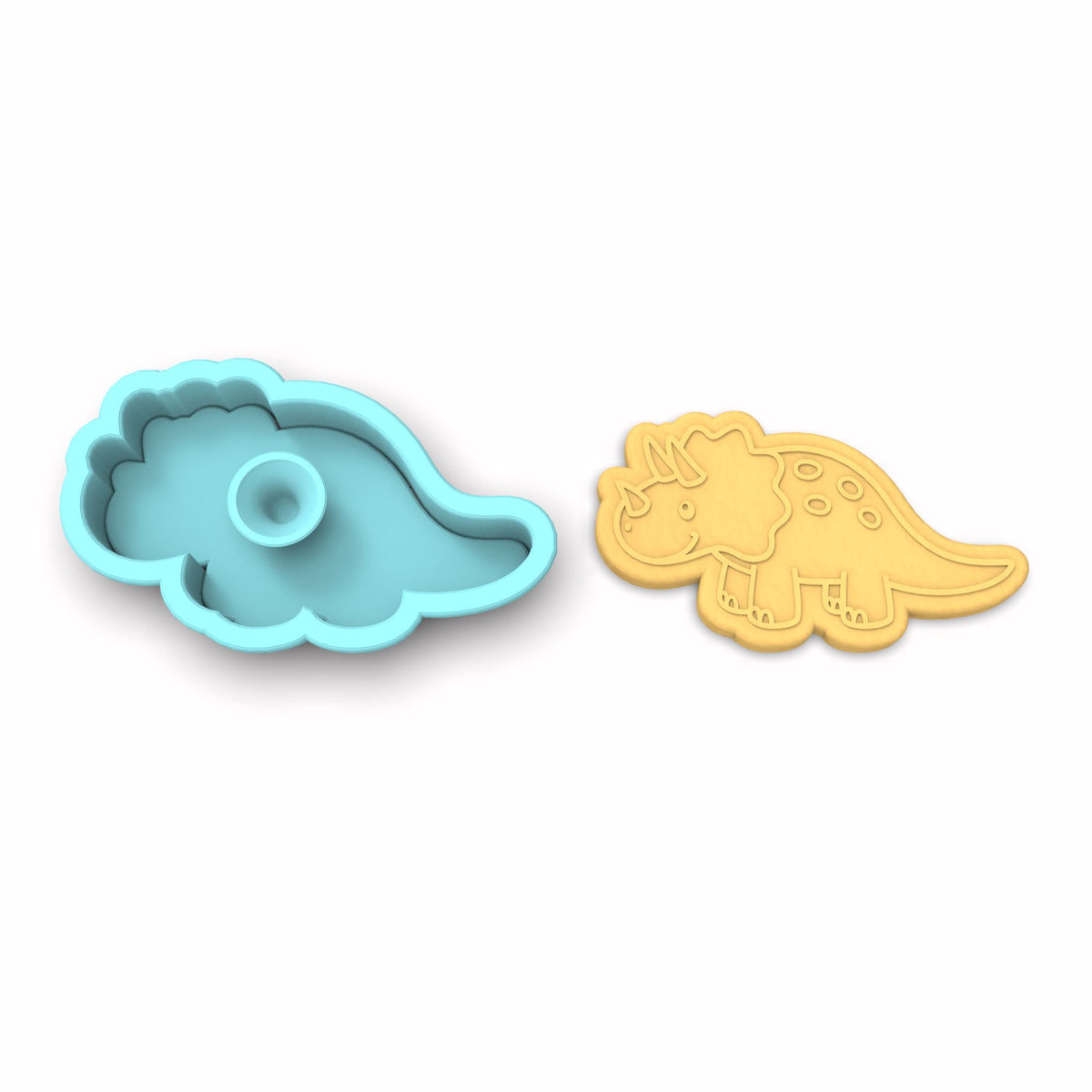 Triceratops Dinosaur Cute Cookie Cutter | Stamp | Stencil #1