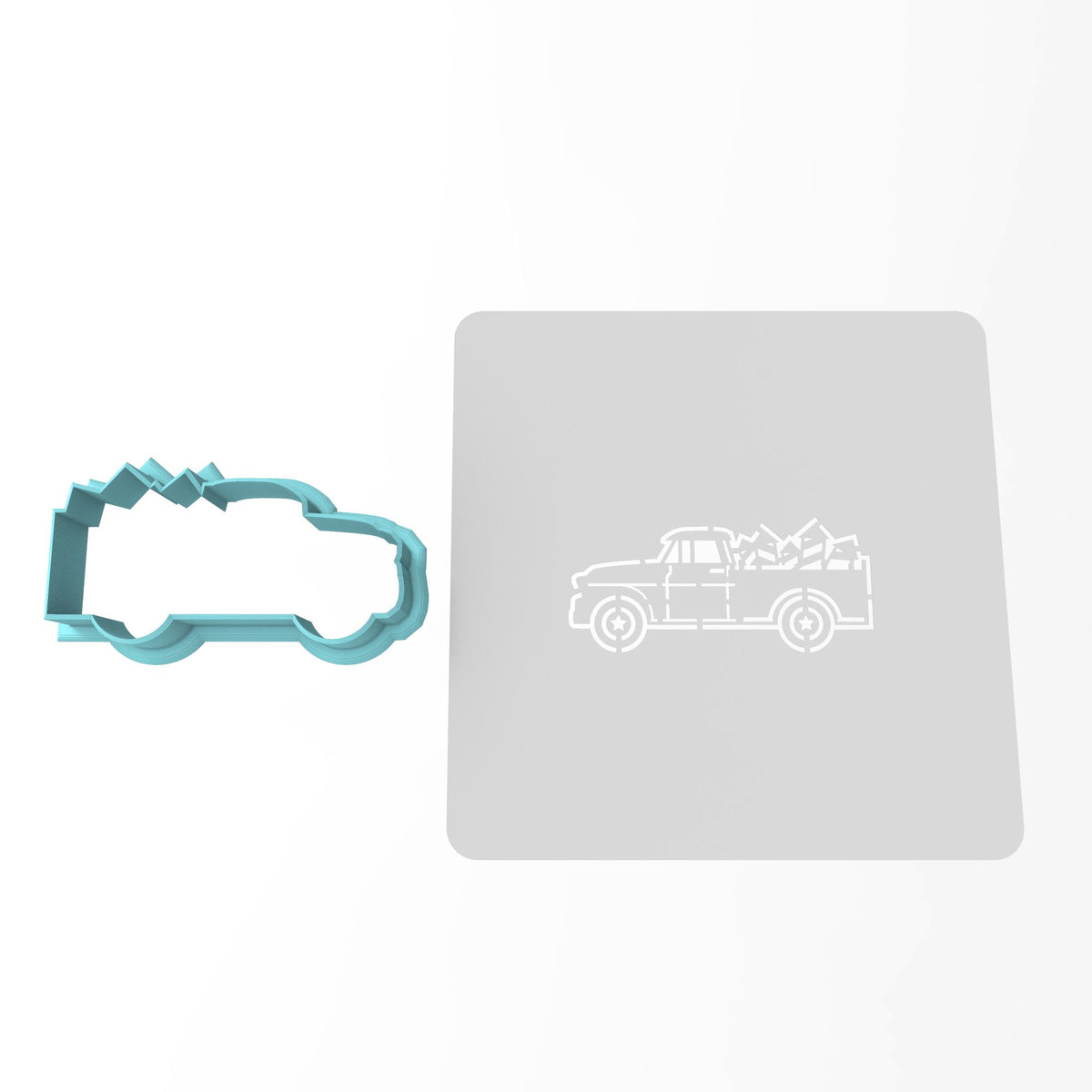 Truck with Fireworks Cookie Cutter | Stamp | Stencil #1