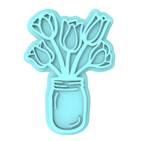 Tulips Jar Cookie Cutter | Stamp | Stencil #1 Animals & Dinosaurs Cookie Cutter Lady MINI - 2 Inches (5cm) Stamp ONLY 