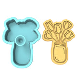 Tulips Jar Cookie Cutter | Stamp | Stencil #1 Animals & Dinosaurs Cookie Cutter Lady 