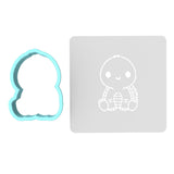 Turtle Cookie Cutter | Stamp | Stencil #3 Animals & Dinosaurs Cookie Cutter Lady MINI - 2 Inches (5cm) **BUNDLE** Cutter + Stencil 