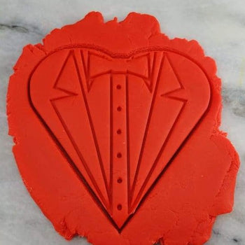 Tuxedo Groom Heart Cookie Cutter  Stamp & Outline #1