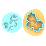 Unicorn Body Cookie Cutter | Stamp | Stencil #4 Animals & Dinosaurs Cookie Cutter Lady MINI - 2 Inches (5cm) **BUNDLE** Cutter + Debosser 