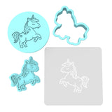 Unicorn Body Cookie Cutter | Stamp | Stencil #4 Animals & Dinosaurs Cookie Cutter Lady MINI - 2 Inches (5cm) **FULL SET BUNDLE** Cutter + Stamp + Stencil + Debosser **BEST DEAL** 