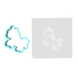 Unicorn Body Cookie Cutter | Stamp | Stencil #4 Animals & Dinosaurs Cookie Cutter Lady MINI - 2 Inches (5cm) **BUNDLE** Cutter + Stencil 