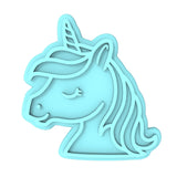 Unicorn Head Cookie Cutter | Stamp | Stencil #4 Animals & Dinosaurs Cookie Cutter Lady MINI - 2 Inches (5cm) Stamp ONLY 