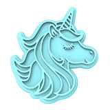 Unicorn Head Cookie Cutter | Stamp | Stencil #5 Animals & Dinosaurs Cookie Cutter Lady MINI - 2 Inches (5cm) Stamp ONLY 