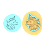 Unicorn Head Cookie Cutter | Stamp | Stencil #5 Animals & Dinosaurs Cookie Cutter Lady MINI - 2 Inches (5cm) **BUNDLE** Cutter + Debosser 