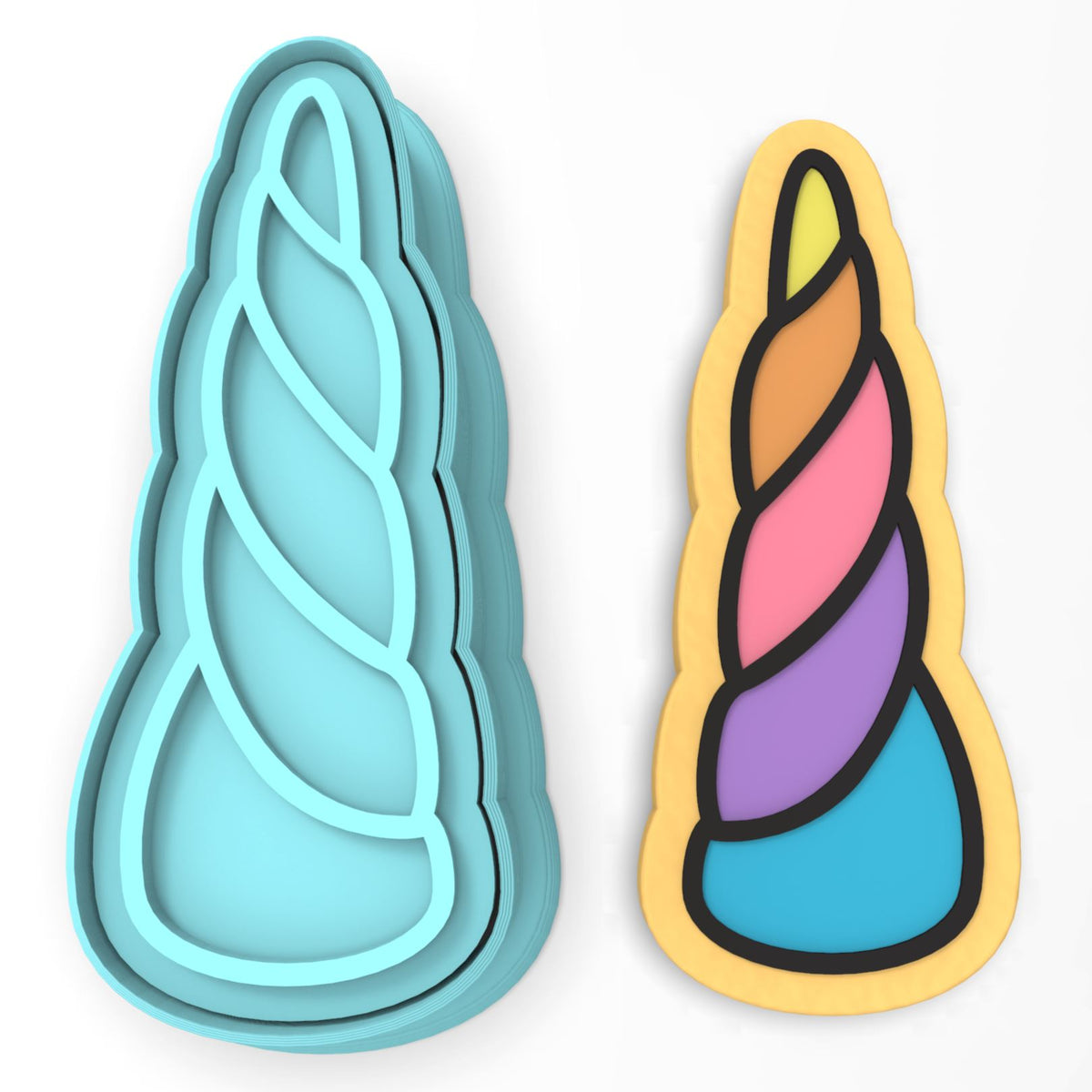 Unicorn Horn Cookie Cutter | Stamp | Stencil #1 Girly / Dolls / Princess Cookie Cutter Lady 2 Inch Small Cupcake Cutter + Stamp No