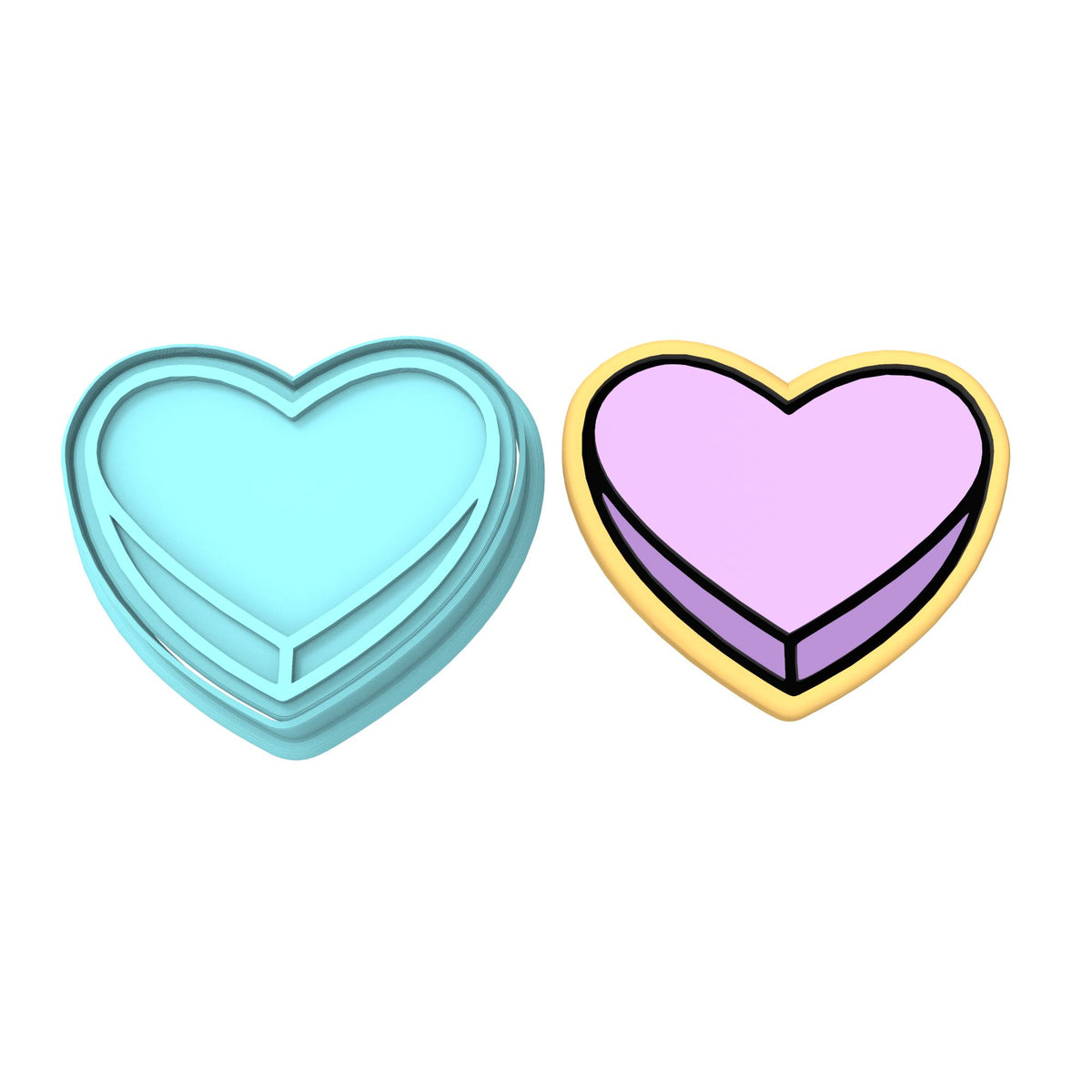 Valentine Candy Heart Blank Cookie Cutter | Stamp | Stencil #1 Wedding / Baby / V Day Cookie Cutter Lady MINI - 2 Inches (5cm) **BUNDLE** Cutter + Stamp 