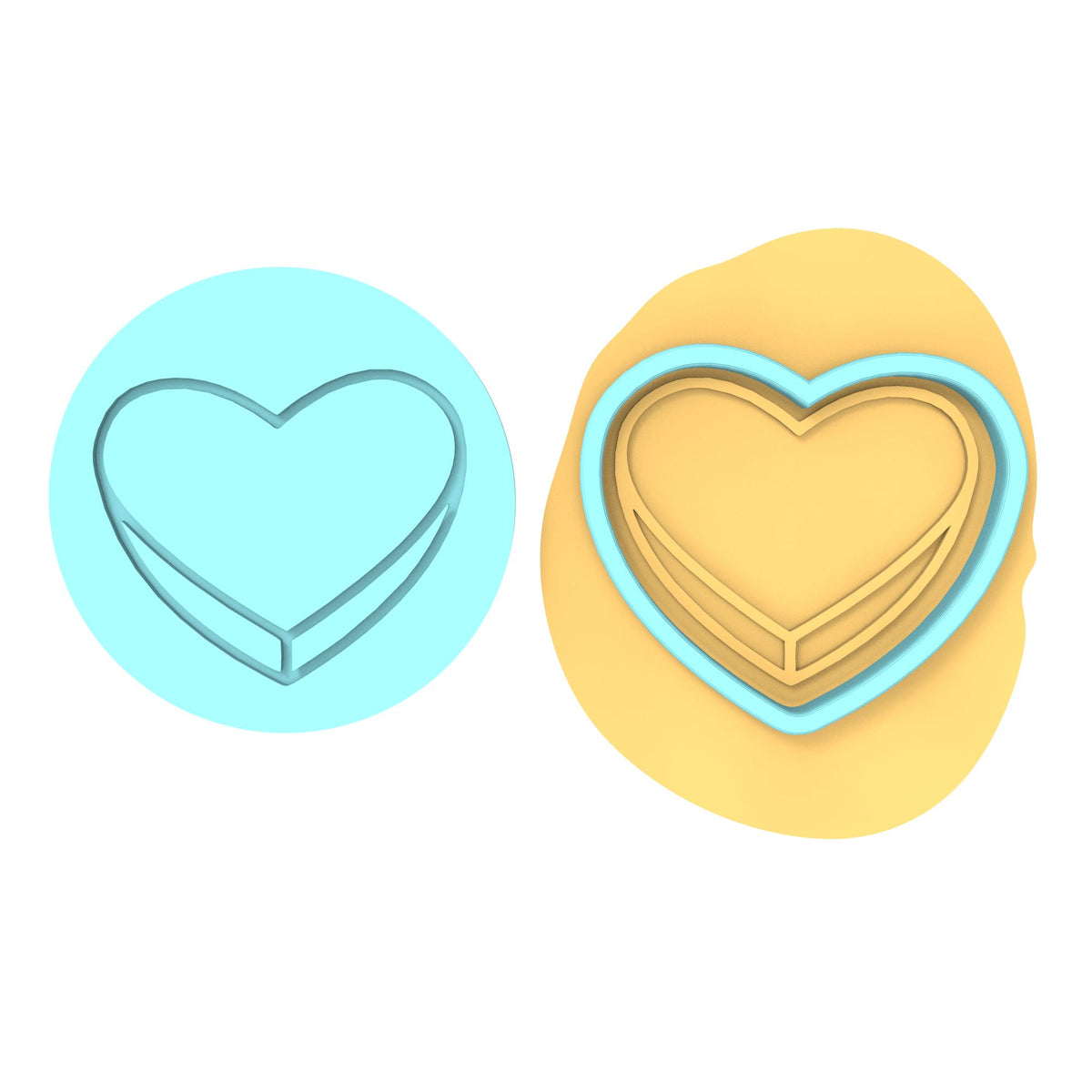 Valentine Candy Heart Blank Cookie Cutter | Stamp | Stencil #1 Wedding / Baby / V Day Cookie Cutter Lady MINI - 2 Inches (5cm) **BUNDLE** Cutter + Debosser 