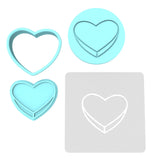 Valentine Candy Heart Blank Cookie Cutter | Stamp | Stencil #1 Wedding / Baby / V Day Cookie Cutter Lady MINI - 2 Inches (5cm) **FULL SET BUNDLE** Cutter + Stamp + Stencil + Debosser **BEST DEAL** 