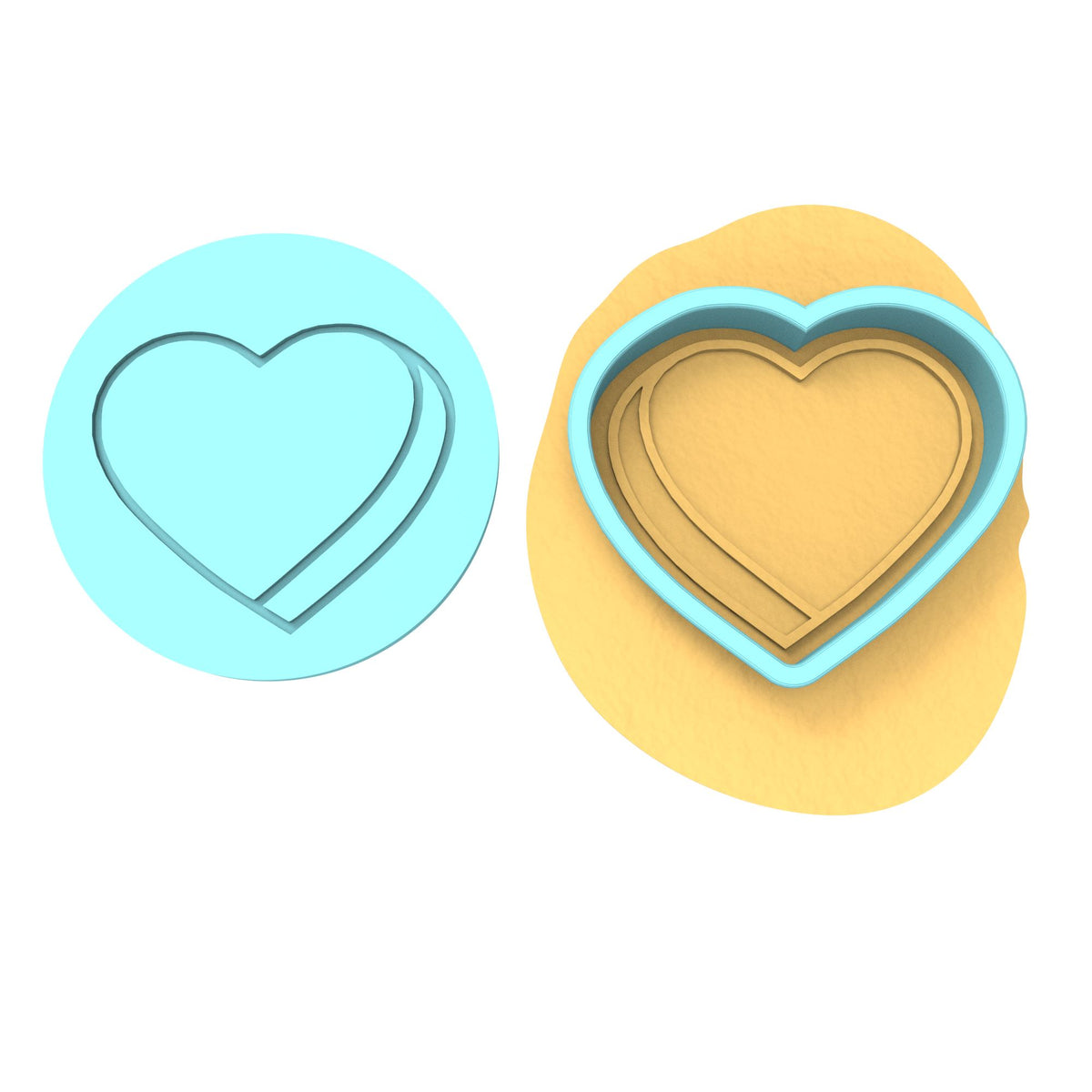 Valentine Candy Heart Blank Cookie Cutter | Stamp | Stencil #2 Wedding / Baby / V Day Cookie Cutter Lady MINI - 2 Inches (5cm) **BUNDLE** Cutter + Debosser 