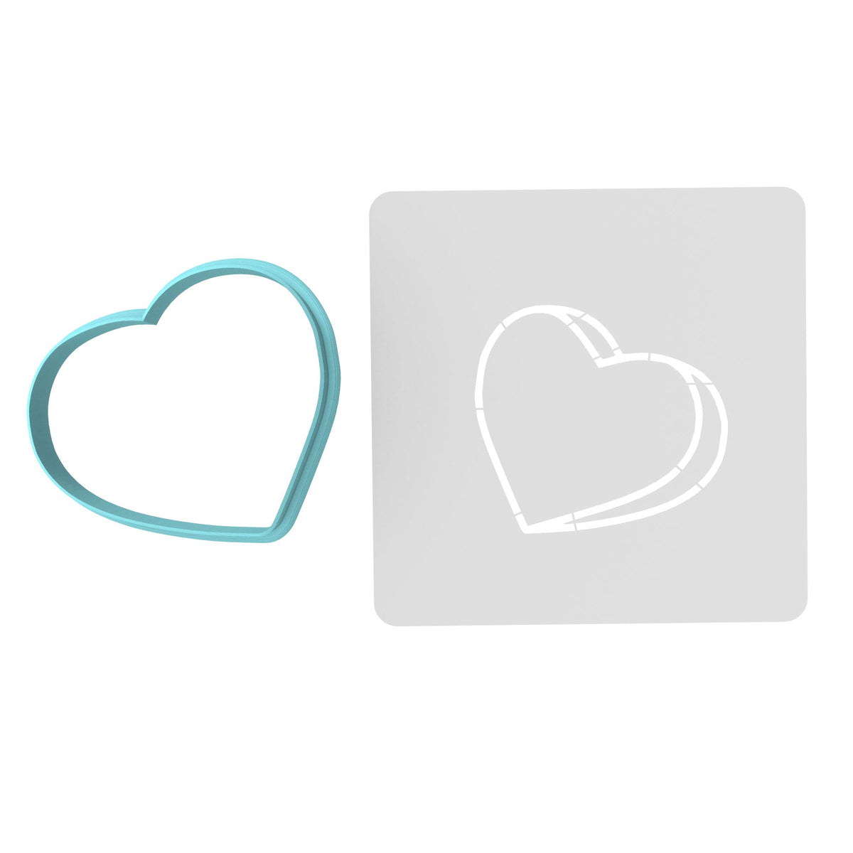 Valentine Candy Heart Blank Cookie Cutter | Stamp | Stencil #3 Wedding / Baby / V Day Cookie Cutter Lady MINI - 2 Inches (5cm) **BUNDLE** Cutter + Stencil 