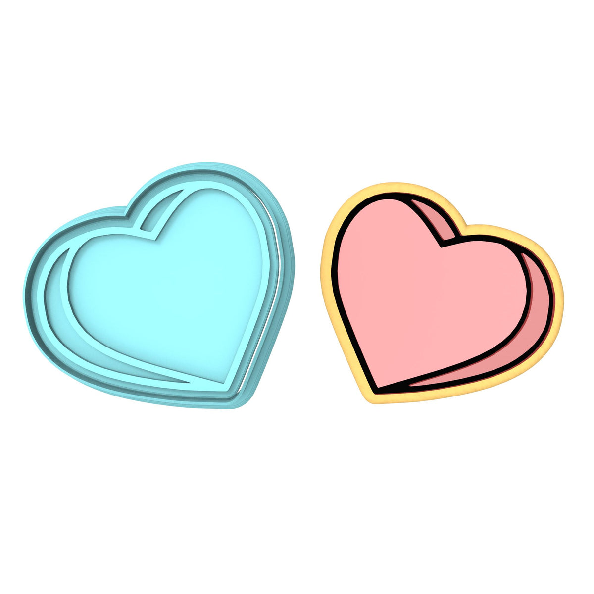Valentine Candy Heart Blank Cookie Cutter | Stamp | Stencil #3 Wedding / Baby / V Day Cookie Cutter Lady MINI - 2 Inches (5cm) **BUNDLE** Cutter + Stamp 