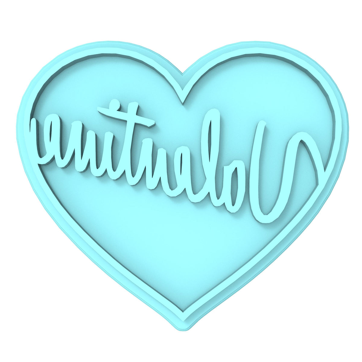 Valentine Cursive Heart Cookie Cutter | Stamp | Stencil #1 Wedding / Baby / V Day Cookie Cutter Lady MINI - 2 Inches (5cm) Stamp ONLY 