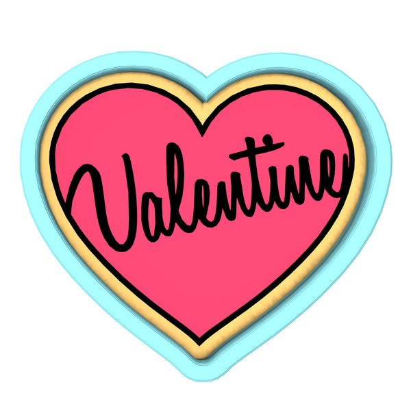 Valentine Cursive Heart Cookie Cutter | Stamp | Stencil #1 Wedding / Baby / V Day Cookie Cutter Lady 