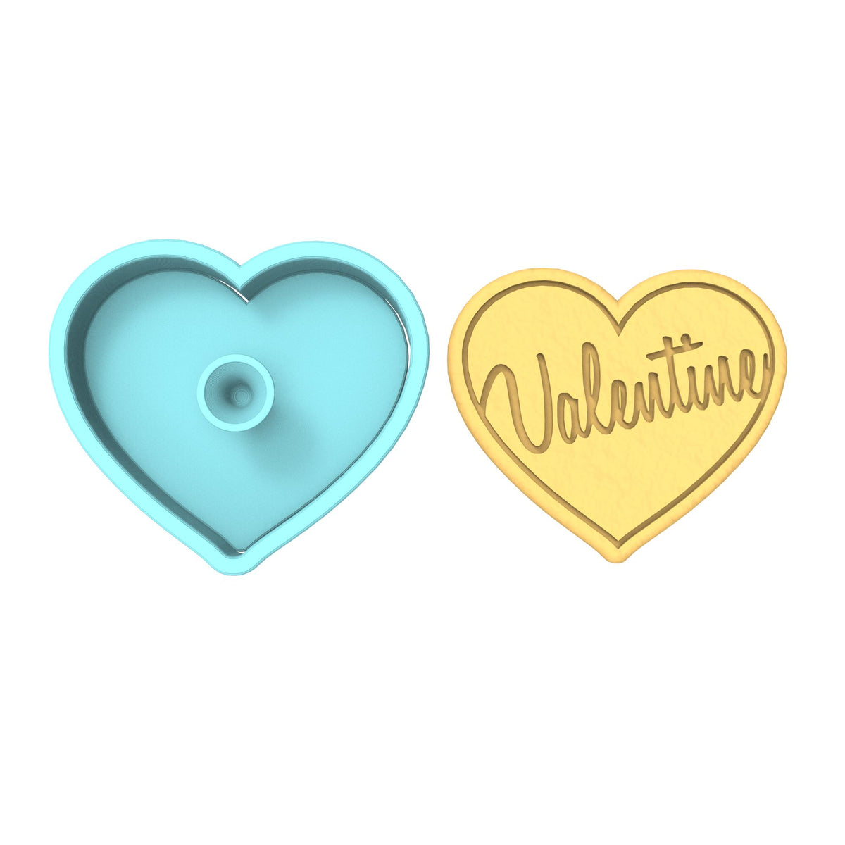 Valentine Cursive Heart Cookie Cutter | Stamp | Stencil #1 Wedding / Baby / V Day Cookie Cutter Lady 