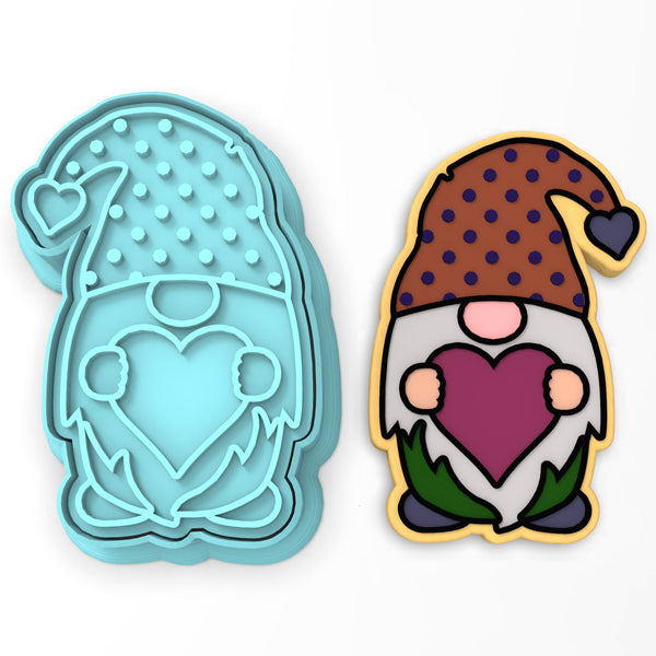 Valentine Gnome Dots Cookie Cutter | Stamp | Stencil