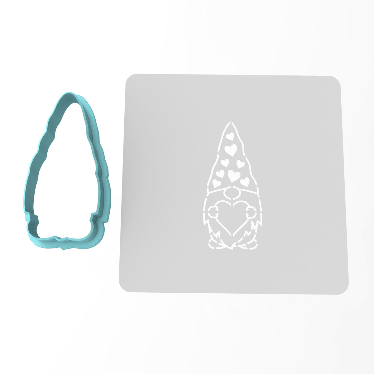 Valentine Gnome Heart Cookie Cutter | Stamp | Stencil Wedding / Baby / V Day Cookie Cutter Lady MINI - 2 Inches (5cm) **BUNDLE** Cutter + Stencil 