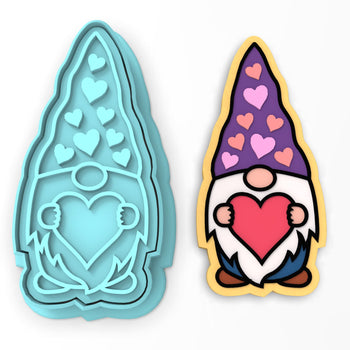 Valentine Gnome Heart Cookie Cutter | Stamp | Stencil