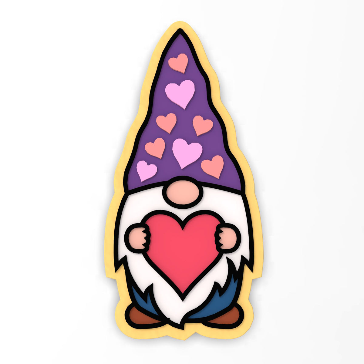 Valentine Gnome Heart Cookie Cutter | Stamp | Stencil