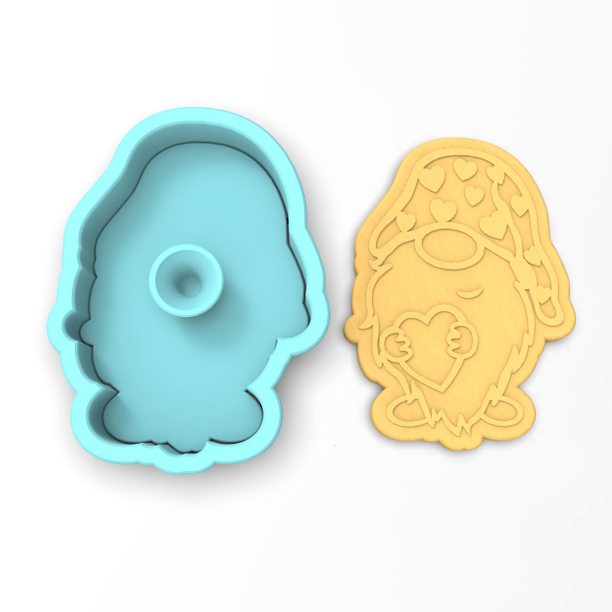 Valentine Gnome Holding Heart Cookie Cutter | Stamp | Stencil #4