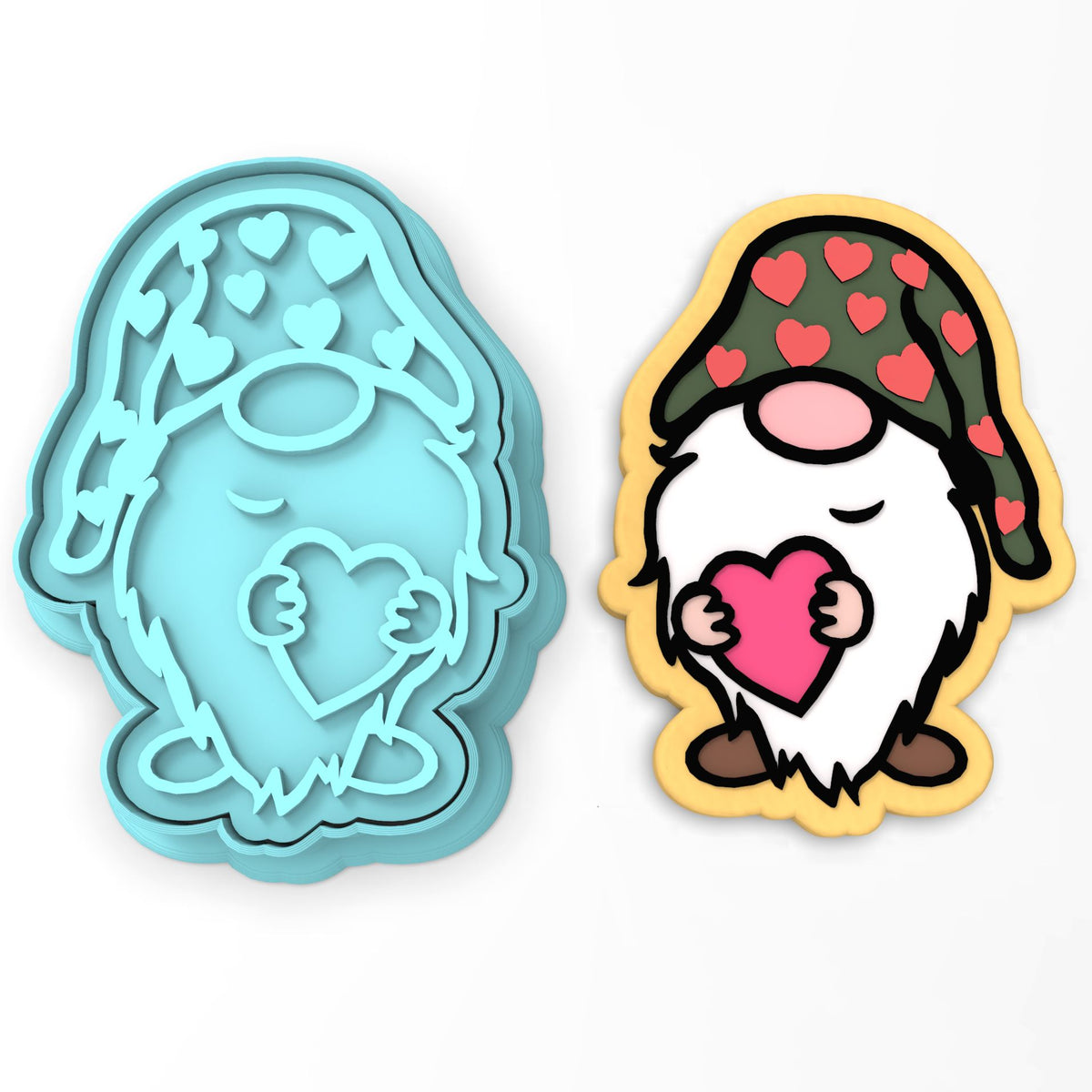 Valentine Gnome Holding Heart Cookie Cutter | Stamp | Stencil #4