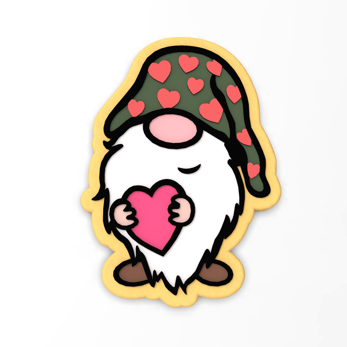 Valentine Gnome Holding Heart Cookie Cutter | Stamp | Stencil #4