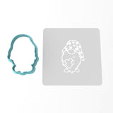 Valentine Gnome Holding Heart Cookie Cutter | Stamp | Stencil #4 Wedding / Baby / V Day Cookie Cutter Lady MINI - 2 Inches (5cm) **BUNDLE** Cutter + Stencil 