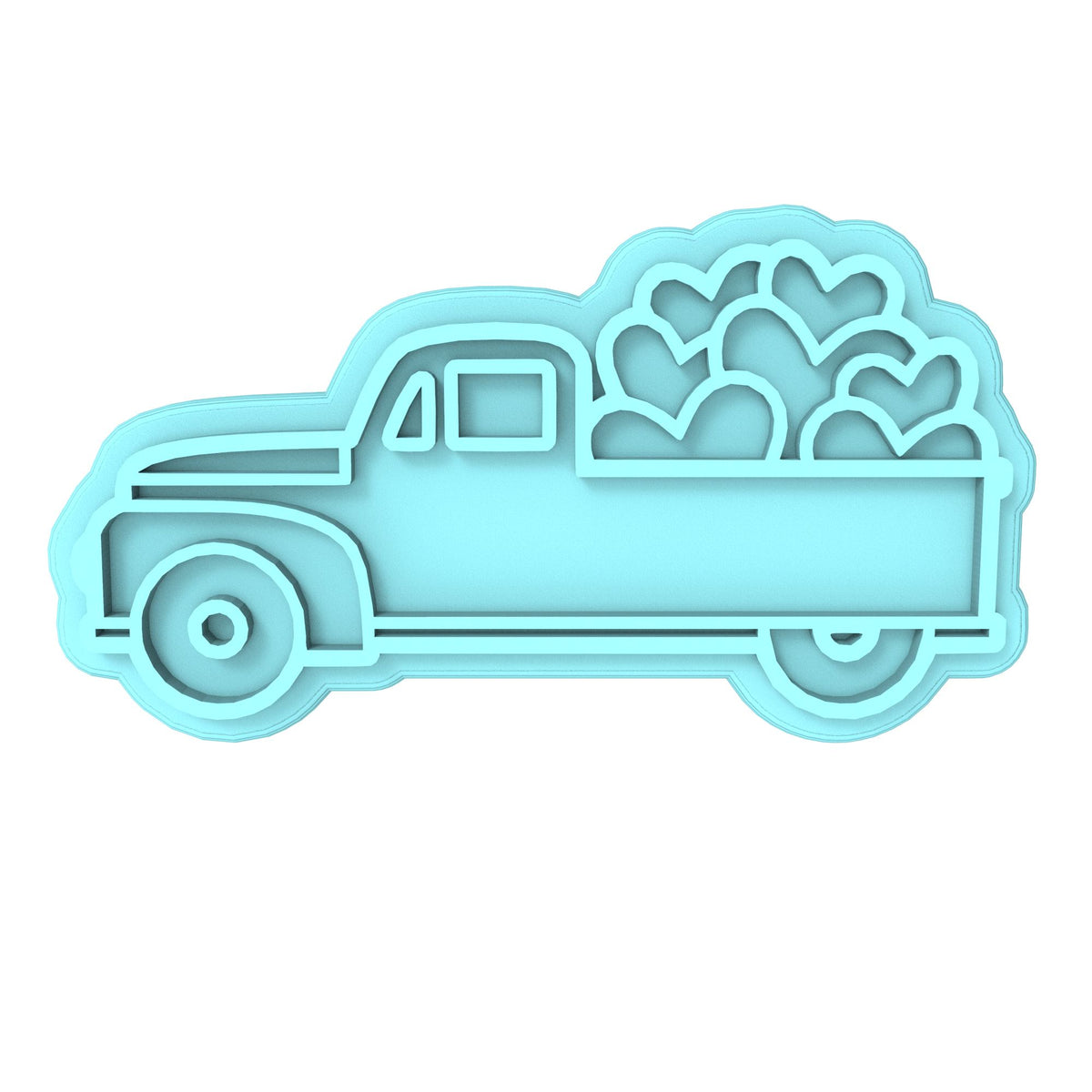 Valentine Heart Truck Cookie Cutter | Stamp | Stencil #1 Comic Book / Vehicles Cookie Cutter Lady MINI - 2 Inches (5cm) Stamp ONLY 