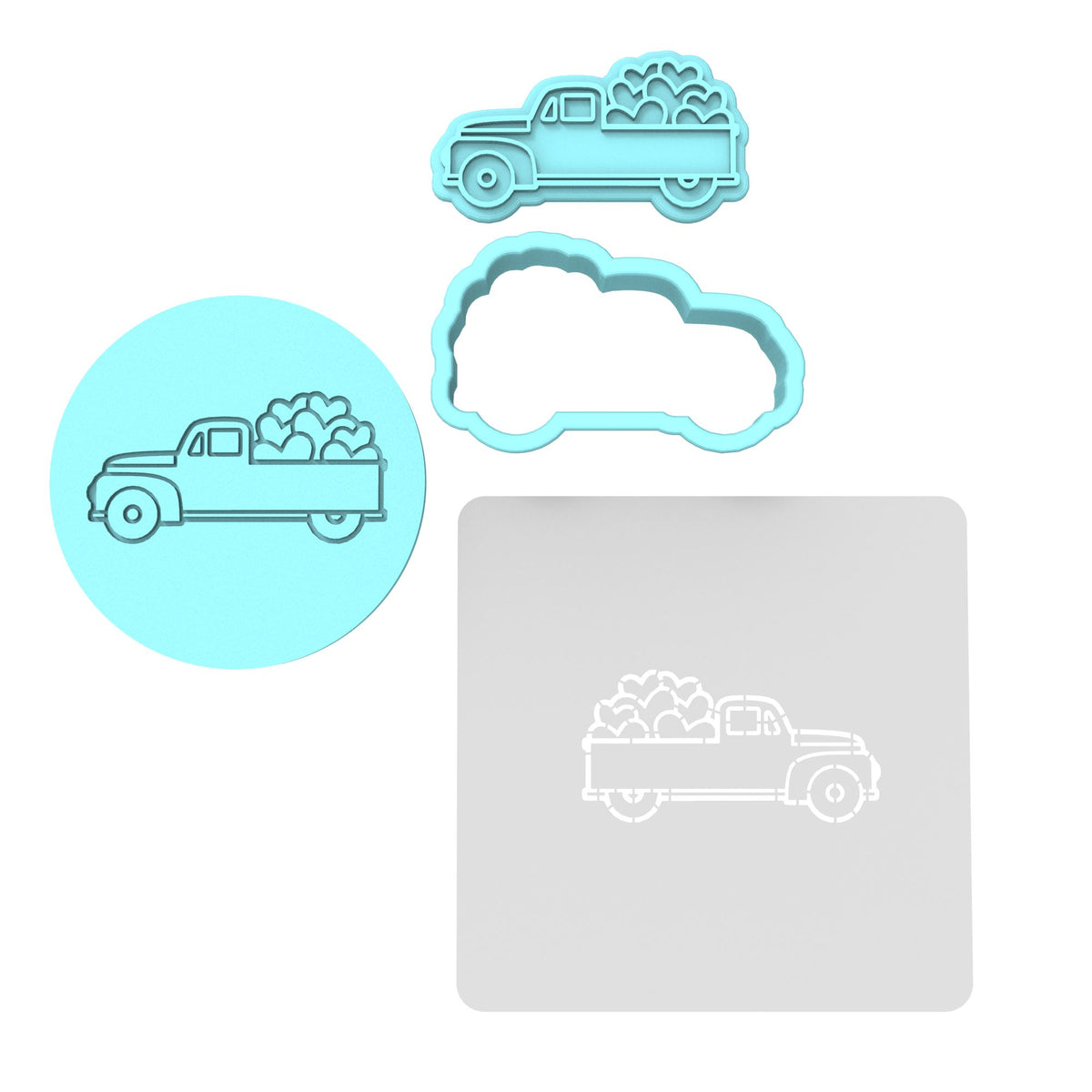 Valentine Heart Truck Cookie Cutter | Stamp | Stencil #1 Comic Book / Vehicles Cookie Cutter Lady 