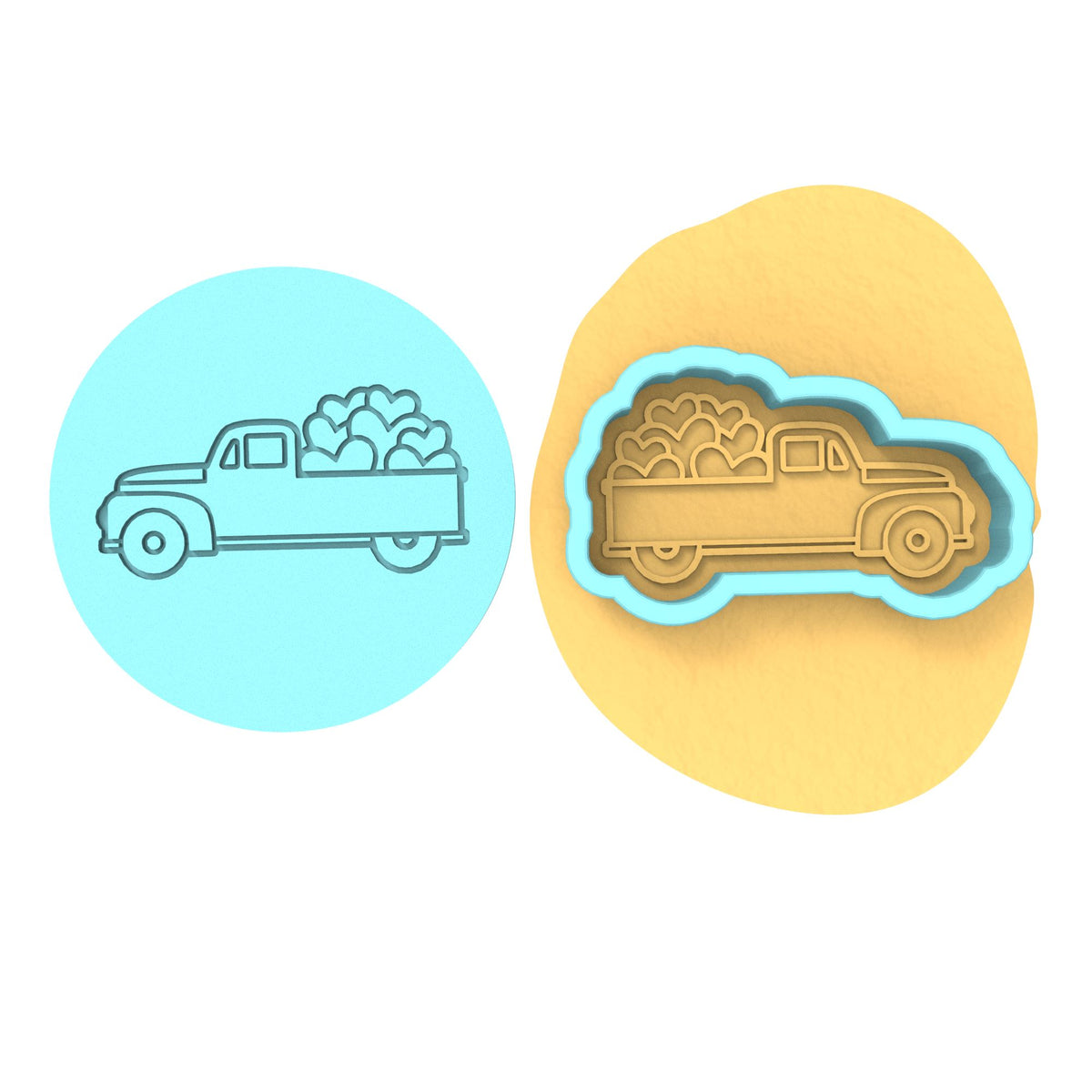 Valentine Heart Truck Cookie Cutter | Stamp | Stencil #1 Comic Book / Vehicles Cookie Cutter Lady 