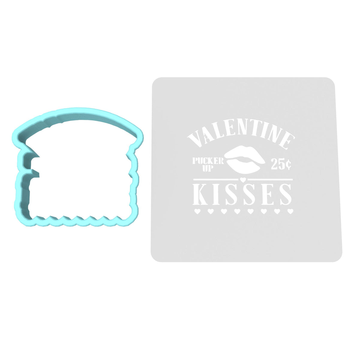 Valentine Kisses Pucker Up Cookie Cutter | Stamp | Stencil Girly / Dolls / Princess Cookie Cutter Lady MINI - 2 Inches (5cm) **BUNDLE** Cutter + Stencil 