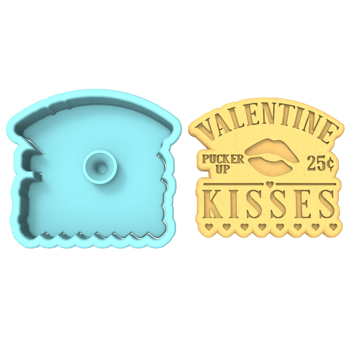 Valentine Kisses Pucker Up Cookie Cutter | Stamp | Stencil Girly / Dolls / Princess Cookie Cutter Lady MINI - 2 Inches (5cm) **BUNDLE** Cutter + Stamp 