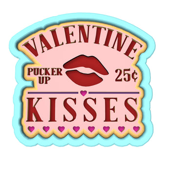 Valentine Kisses Pucker Up Cookie Cutter | Stamp | Stencil Girly / Dolls / Princess Cookie Cutter Lady 