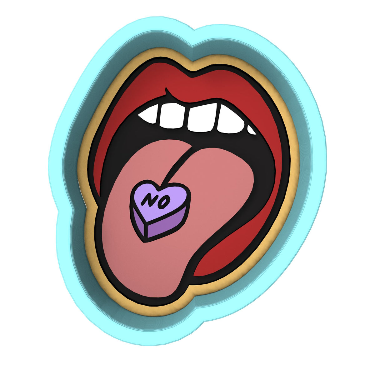Valentine Tongue No Cookie Cutter | Stamp | Stencil Girly / Dolls / Princess Cookie Cutter Lady 