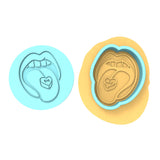 Valentine Tongue No Cookie Cutter | Stamp | Stencil Girly / Dolls / Princess Cookie Cutter Lady MINI - 2 Inches (5cm) **BUNDLE** Cutter + Debosser 