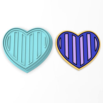 Vertical Striped Heart Cookie Cutter | Stamp | Stencil #1