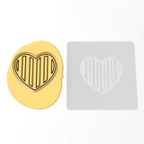 Vertical Striped Heart Cookie Cutter | Stamp | Stencil #1 Wedding / Baby / V Day Cookie Cutter Lady MINI - 2 Inches (5cm) Stencil ONLY 