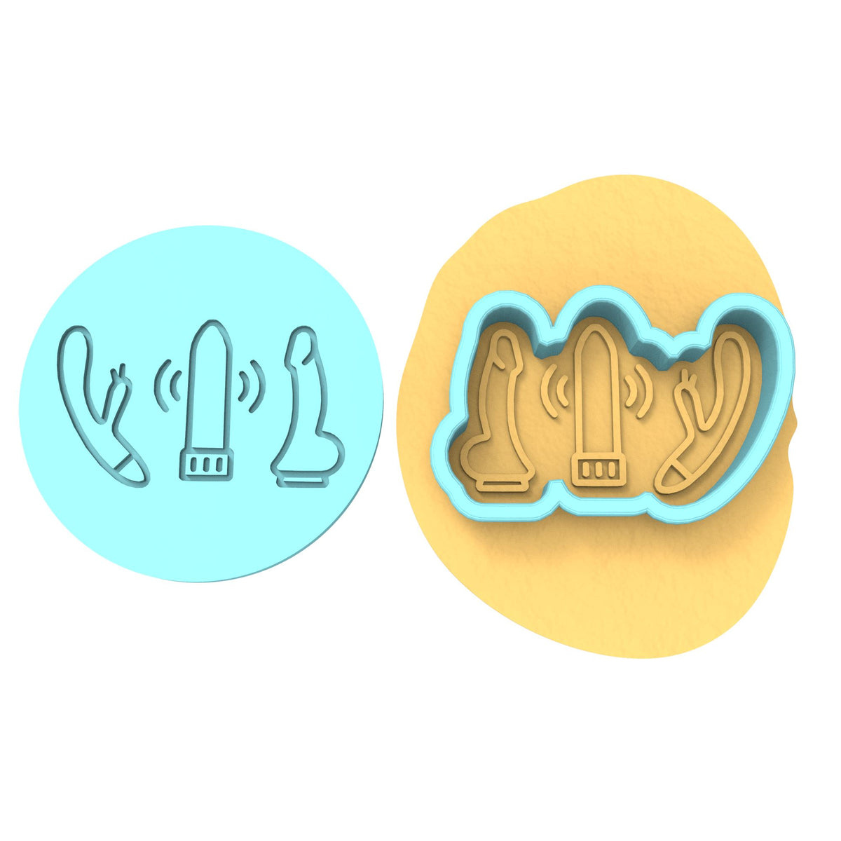 Vibrators Cookie Cutter | Stamp | Stencil Bachelorette & Bachelor Cookie Cutter Lady MINI - 2 Inches (5cm) **BUNDLE** Cutter + Debosser 