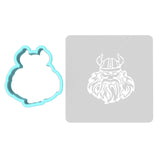 Viking Cookie Cutter | Stamp | Stencil #2 Boys/ Army / Outdoorsman Cookie Cutter Lady MINI - 2 Inches (5cm) **BUNDLE** Cutter + Stencil 