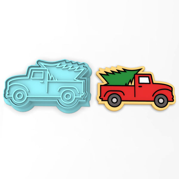 Vintage Truck with Christmas Tree Cookie Cutter | Stamp | Stencil #1