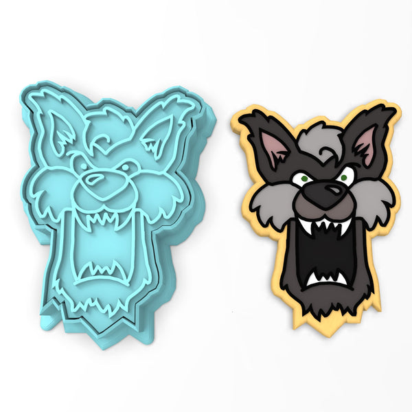 Werewolf Face Cookie Cutter Outline & Stamp 2