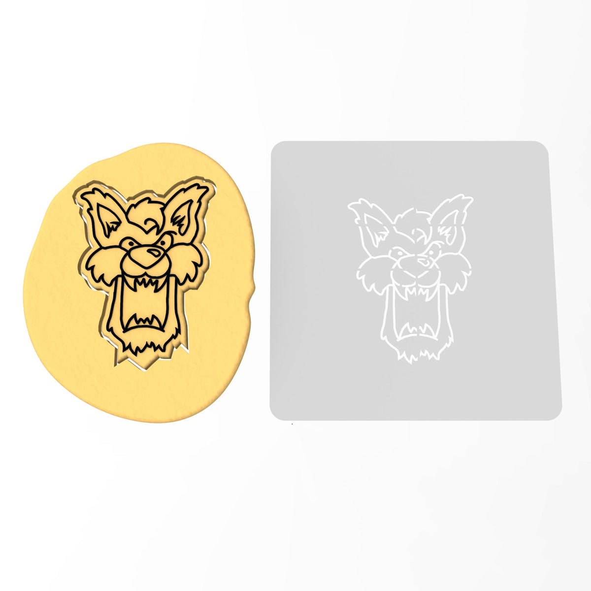 Werewolf Face Cookie Cutter Outline & Stamp 2