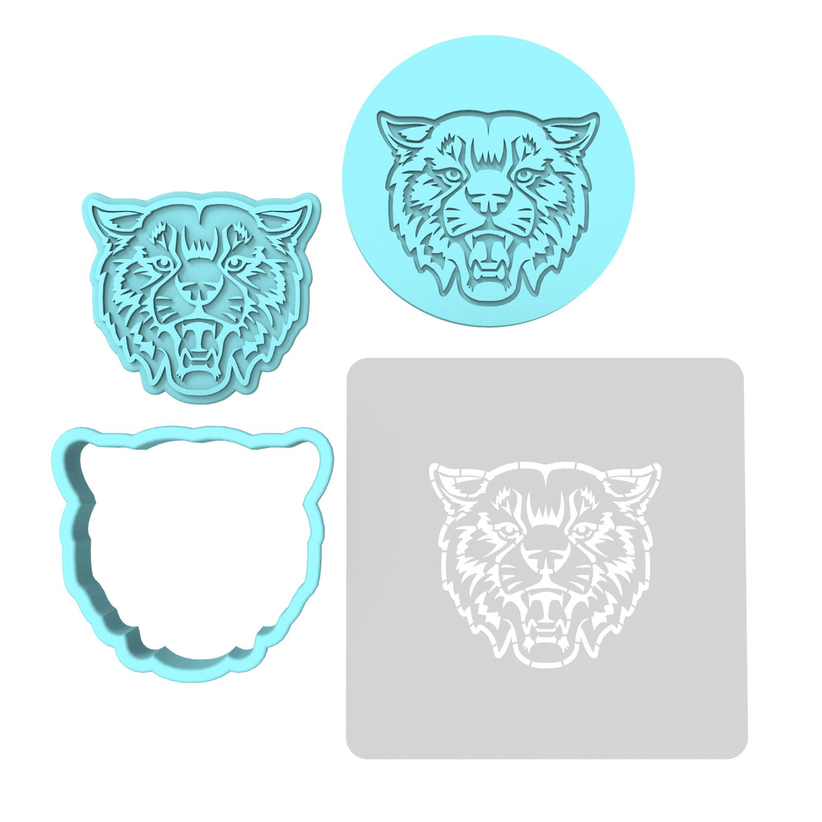 Wildcat Cookie Cutter | Stamp | Stencil #1 Animals & Dinosaurs Cookie Cutter Lady MINI - 2 Inches (5cm) **FULL SET BUNDLE** Cutter + Stamp + Stencil + Debosser **BEST DEAL** 