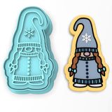 Winter Gnome Cookie Cutter | Stamp | Stencil #1 Xmas / Winter / NYE Cookie Cutter Lady 3 Inch Cupcake/Small Cookie Cutter + Stamp No