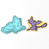 Witch on a Broom Cookie Cutter Outline & Stamp #1